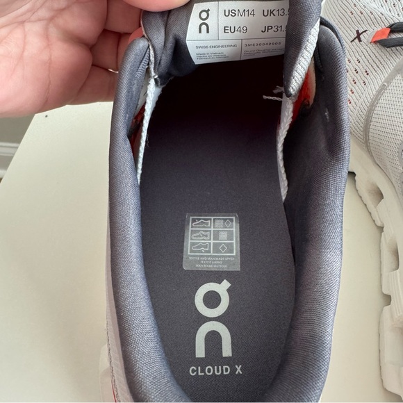 On Running Cloud X Sneakers Men’s 14 Grey/Orange - Picture 7 of 8